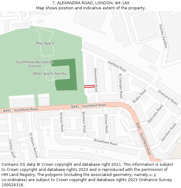 7, ALEXANDRA ROAD, LONDON, W4 1AX: Location map and indicative extent of plot