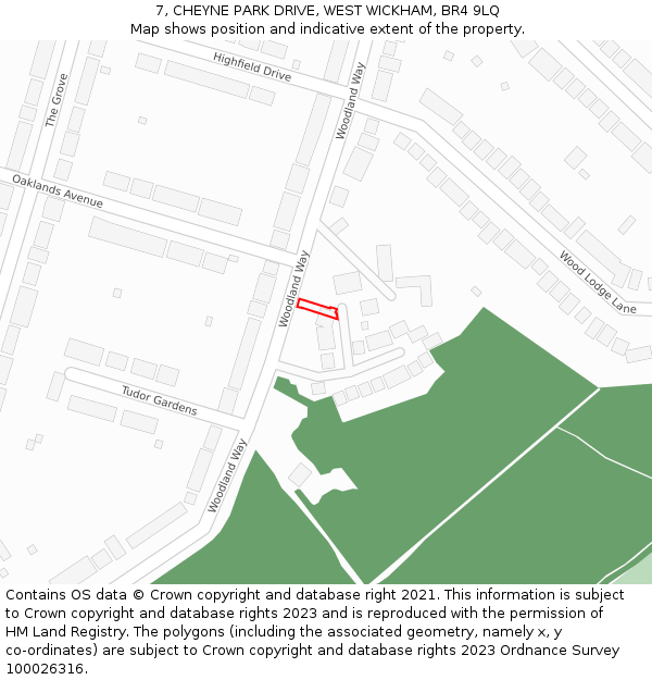 7, CHEYNE PARK DRIVE, WEST WICKHAM, BR4 9LQ: Location map and indicative extent of plot