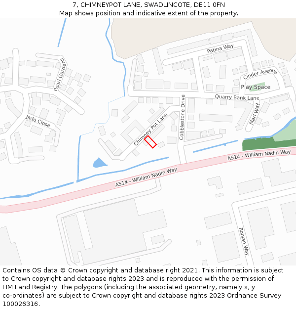 7, CHIMNEYPOT LANE, SWADLINCOTE, DE11 0FN: Location map and indicative extent of plot