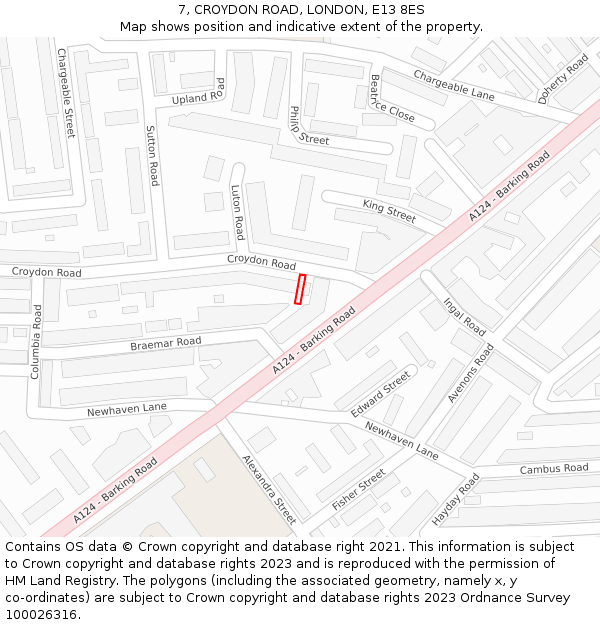 7, CROYDON ROAD, LONDON, E13 8ES: Location map and indicative extent of plot