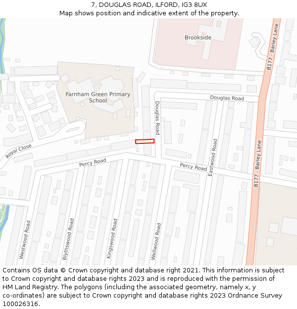 7, DOUGLAS ROAD, ILFORD, IG3 8UX: Location map and indicative extent of plot