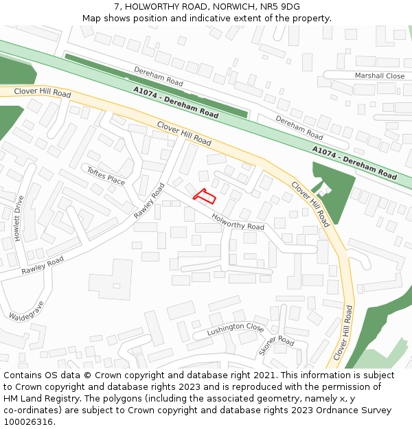 7, HOLWORTHY ROAD, NORWICH, NR5 9DG: Location map and indicative extent of plot