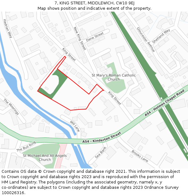 7, KING STREET, MIDDLEWICH, CW10 9EJ: Location map and indicative extent of plot
