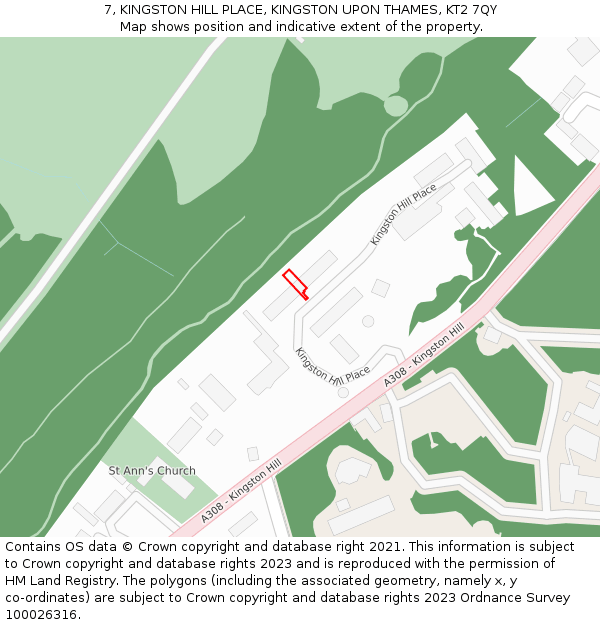 7, KINGSTON HILL PLACE, KINGSTON UPON THAMES, KT2 7QY: Location map and indicative extent of plot