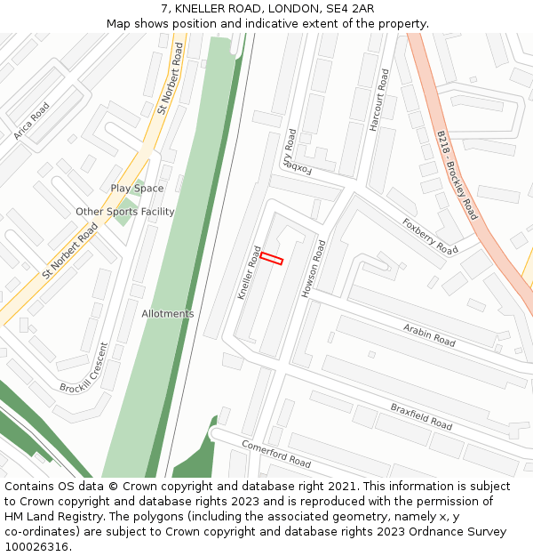 7, KNELLER ROAD, LONDON, SE4 2AR: Location map and indicative extent of plot