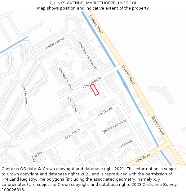 7, LINKS AVENUE, MABLETHORPE, LN12 1QL: Location map and indicative extent of plot