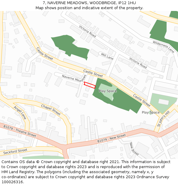 7, NAVERNE MEADOWS, WOODBRIDGE, IP12 1HU: Location map and indicative extent of plot