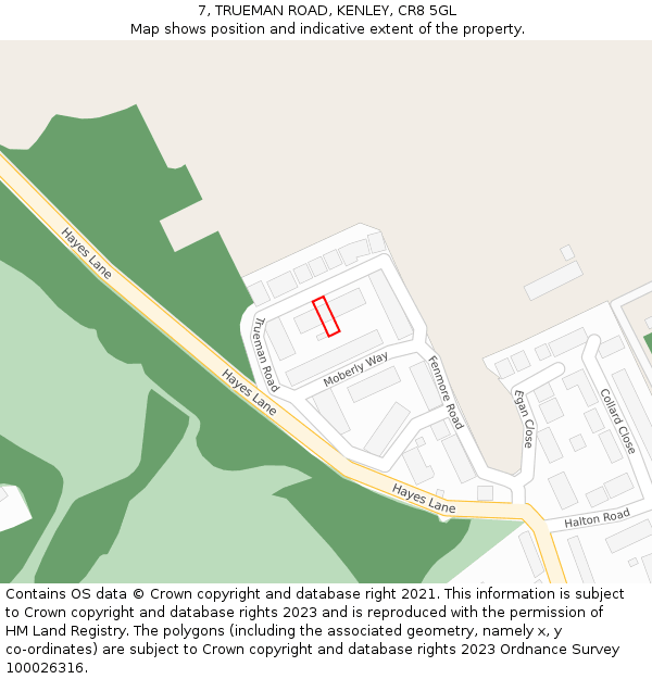 7, TRUEMAN ROAD, KENLEY, CR8 5GL: Location map and indicative extent of plot
