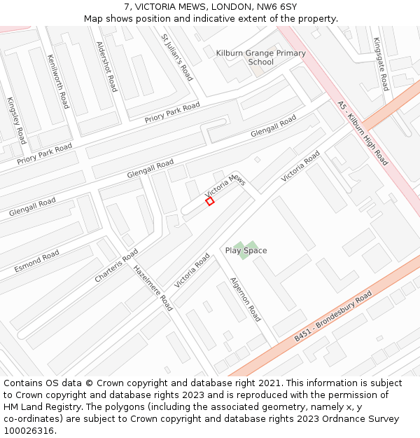 7, VICTORIA MEWS, LONDON, NW6 6SY: Location map and indicative extent of plot