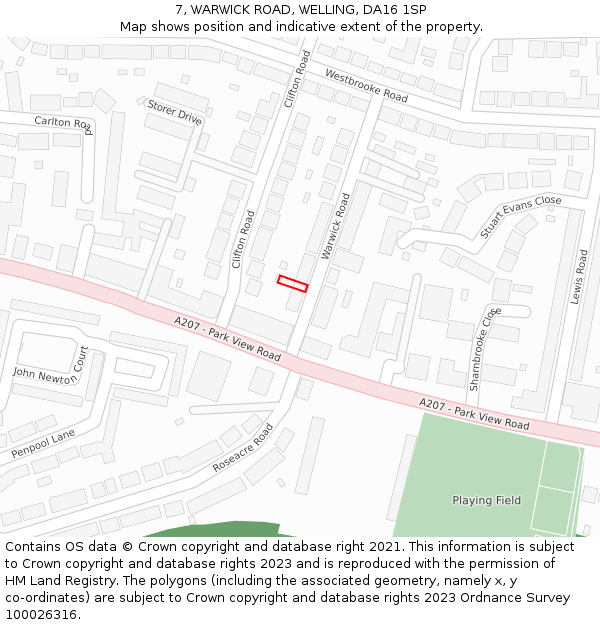 7, WARWICK ROAD, WELLING, DA16 1SP: Location map and indicative extent of plot