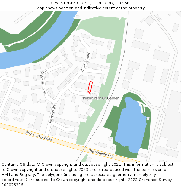 7, WESTBURY CLOSE, HEREFORD, HR2 6RE: Location map and indicative extent of plot