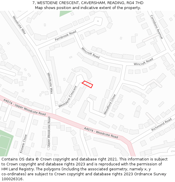 7, WESTDENE CRESCENT, CAVERSHAM, READING, RG4 7HD: Location map and indicative extent of plot