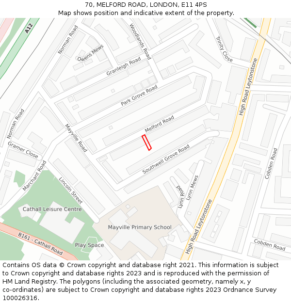 70, MELFORD ROAD, LONDON, E11 4PS: Location map and indicative extent of plot