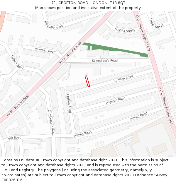 71, CROFTON ROAD, LONDON, E13 8QT: Location map and indicative extent of plot