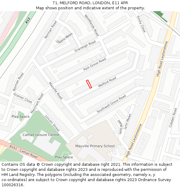 71, MELFORD ROAD, LONDON, E11 4PR: Location map and indicative extent of plot