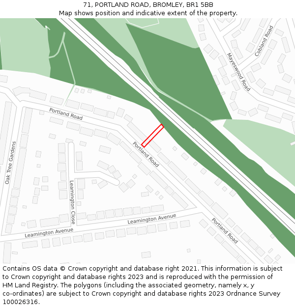 71, PORTLAND ROAD, BROMLEY, BR1 5BB: Location map and indicative extent of plot