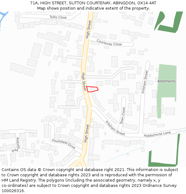 71A, HIGH STREET, SUTTON COURTENAY, ABINGDON, OX14 4AT: Location map and indicative extent of plot