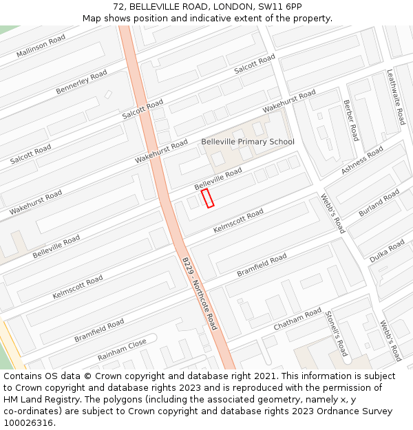72, BELLEVILLE ROAD, LONDON, SW11 6PP: Location map and indicative extent of plot