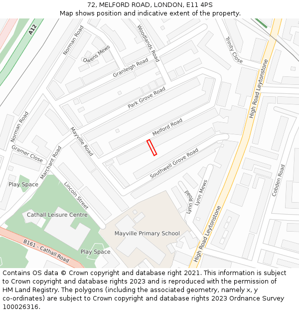 72, MELFORD ROAD, LONDON, E11 4PS: Location map and indicative extent of plot