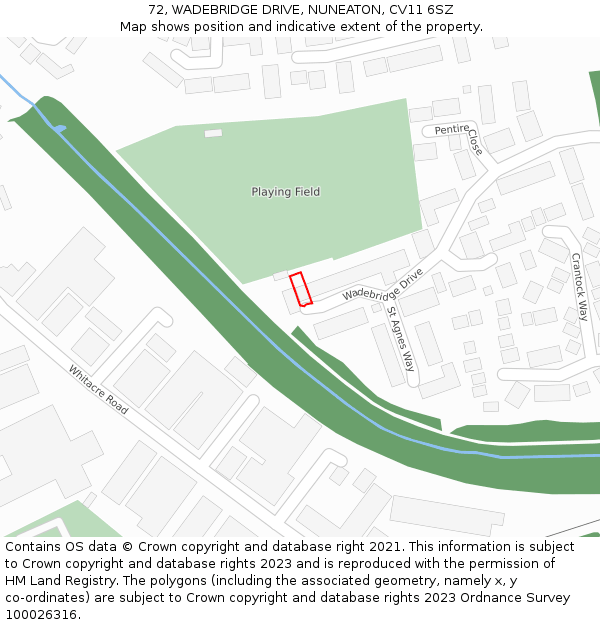 72, WADEBRIDGE DRIVE, NUNEATON, CV11 6SZ: Location map and indicative extent of plot