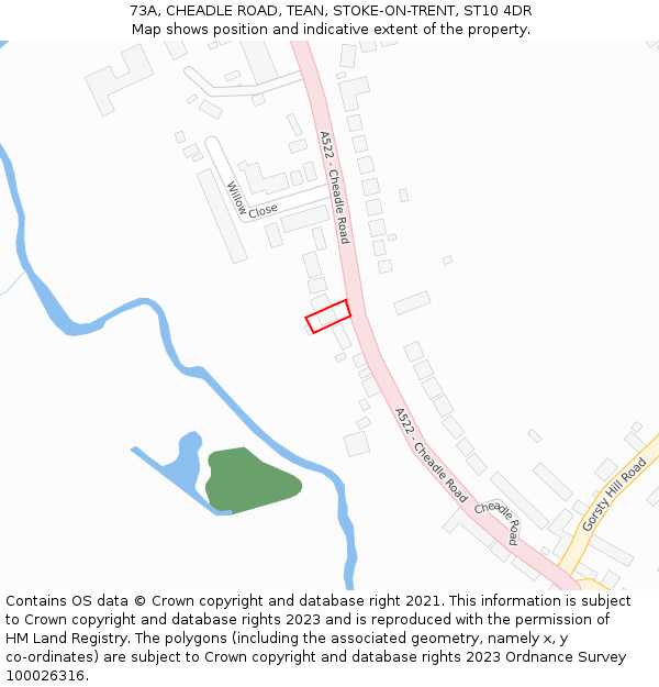 73A, CHEADLE ROAD, TEAN, STOKE-ON-TRENT, ST10 4DR: Location map and indicative extent of plot