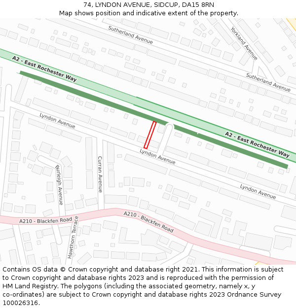74, LYNDON AVENUE, SIDCUP, DA15 8RN: Location map and indicative extent of plot