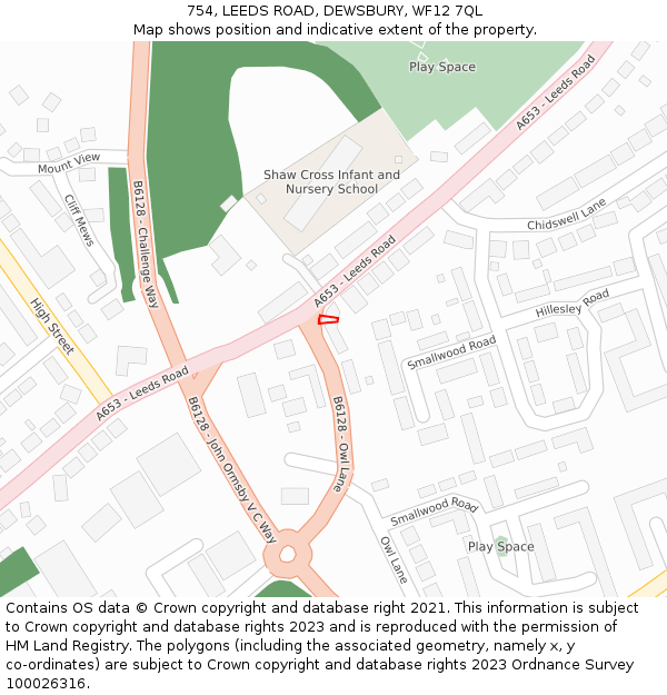 754, LEEDS ROAD, DEWSBURY, WF12 7QL: Location map and indicative extent of plot