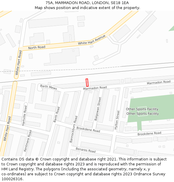 75A, MARMADON ROAD, LONDON, SE18 1EA: Location map and indicative extent of plot