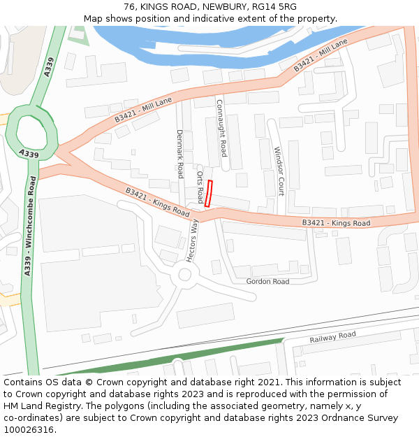 76, KINGS ROAD, NEWBURY, RG14 5RG: Location map and indicative extent of plot
