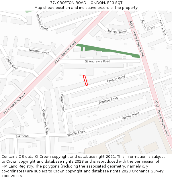 77, CROFTON ROAD, LONDON, E13 8QT: Location map and indicative extent of plot