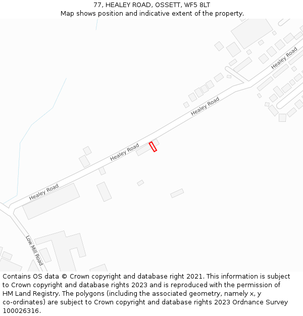 77, HEALEY ROAD, OSSETT, WF5 8LT: Location map and indicative extent of plot