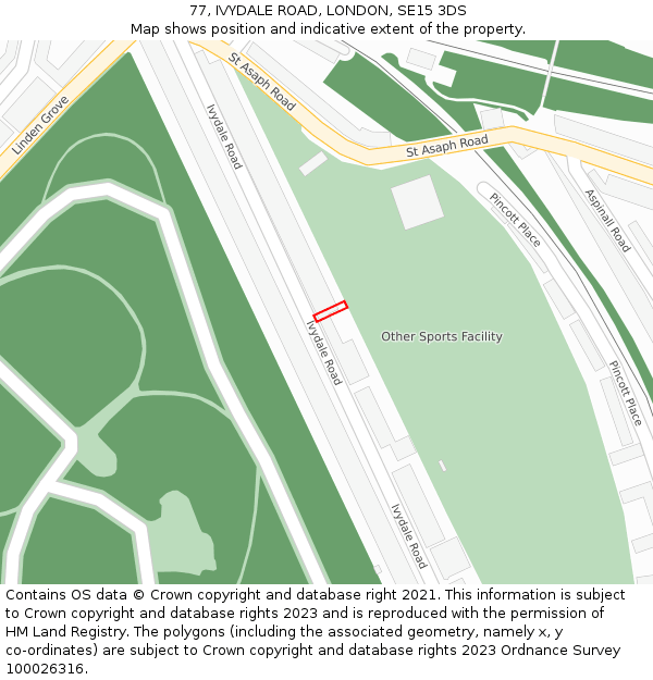 77, IVYDALE ROAD, LONDON, SE15 3DS: Location map and indicative extent of plot