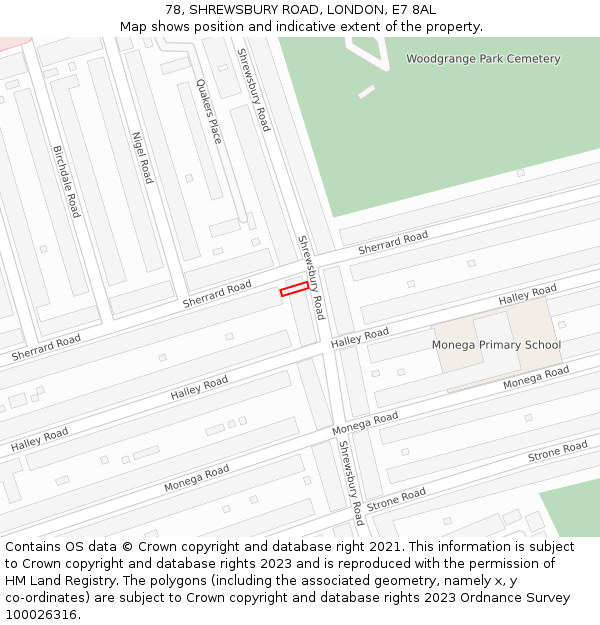 78, SHREWSBURY ROAD, LONDON, E7 8AL: Location map and indicative extent of plot