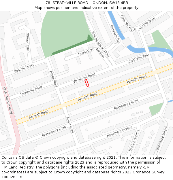 78, STRATHVILLE ROAD, LONDON, SW18 4RB: Location map and indicative extent of plot