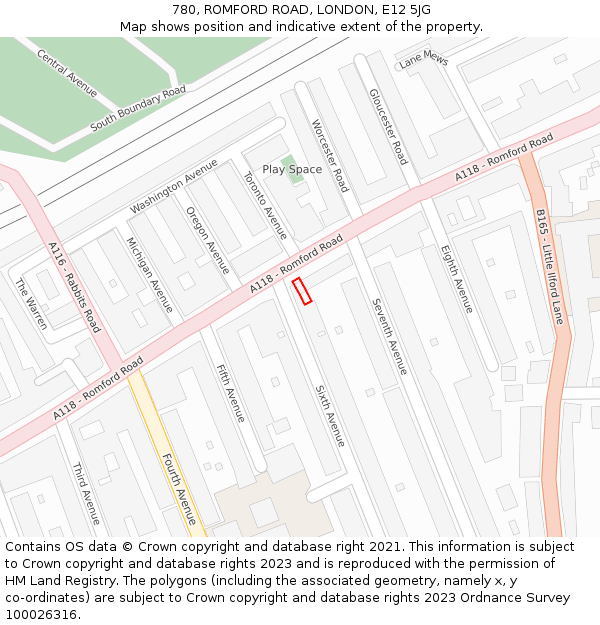 780, ROMFORD ROAD, LONDON, E12 5JG: Location map and indicative extent of plot