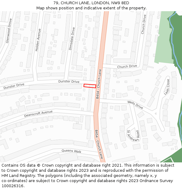79, CHURCH LANE, LONDON, NW9 8ED: Location map and indicative extent of plot