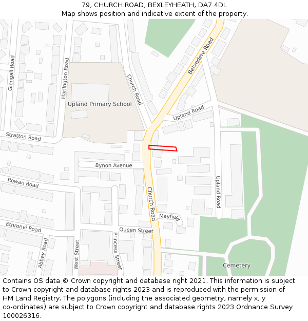 79, CHURCH ROAD, BEXLEYHEATH, DA7 4DL: Location map and indicative extent of plot