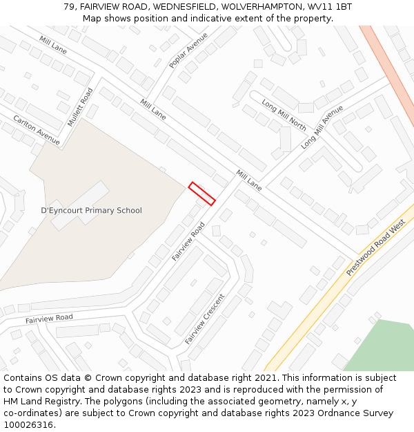 79, FAIRVIEW ROAD, WEDNESFIELD, WOLVERHAMPTON, WV11 1BT: Location map and indicative extent of plot