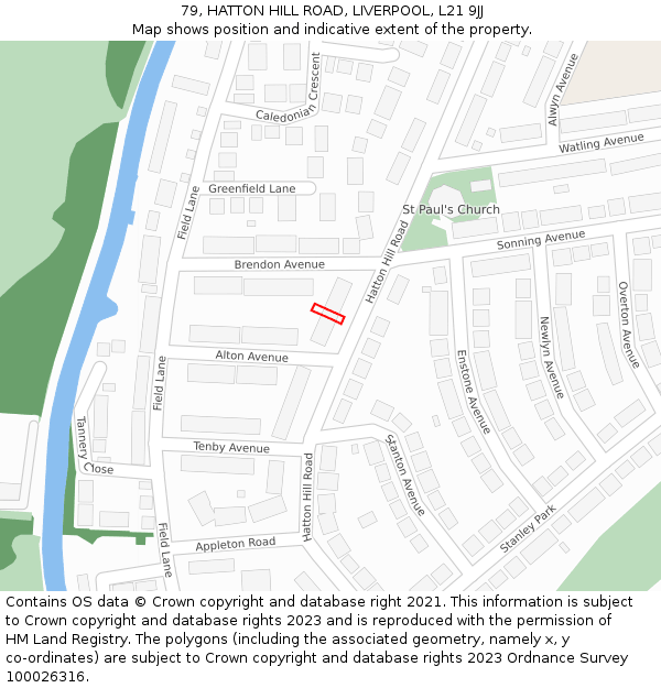79, HATTON HILL ROAD, LIVERPOOL, L21 9JJ: Location map and indicative extent of plot