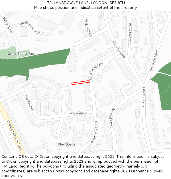 79, LANSDOWNE LANE, LONDON, SE7 8TN: Location map and indicative extent of plot