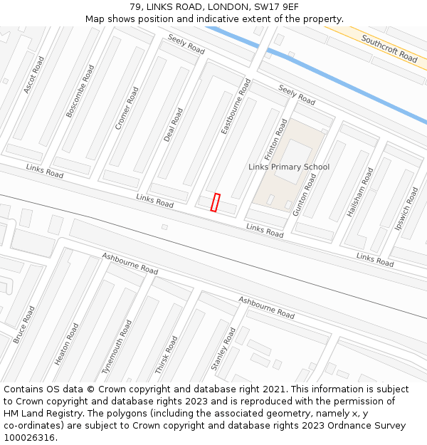 79, LINKS ROAD, LONDON, SW17 9EF: Location map and indicative extent of plot