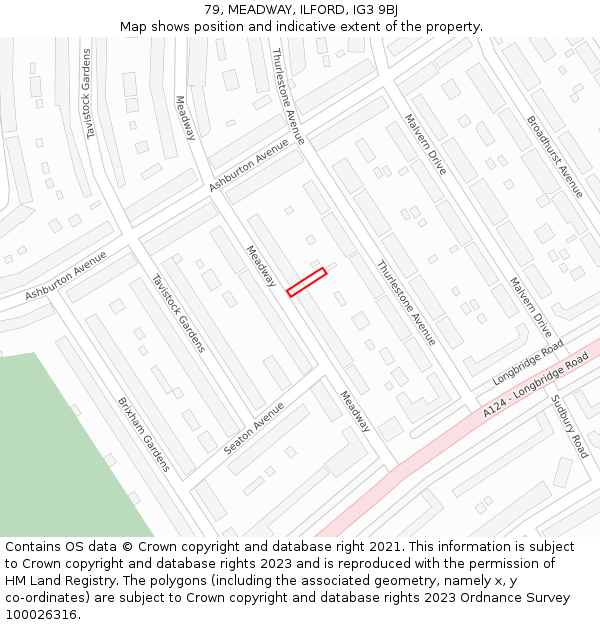 79, MEADWAY, ILFORD, IG3 9BJ: Location map and indicative extent of plot
