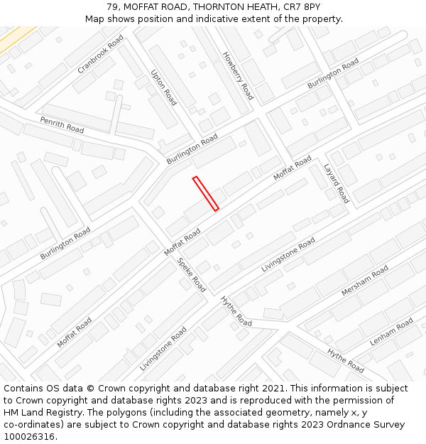 79, MOFFAT ROAD, THORNTON HEATH, CR7 8PY: Location map and indicative extent of plot
