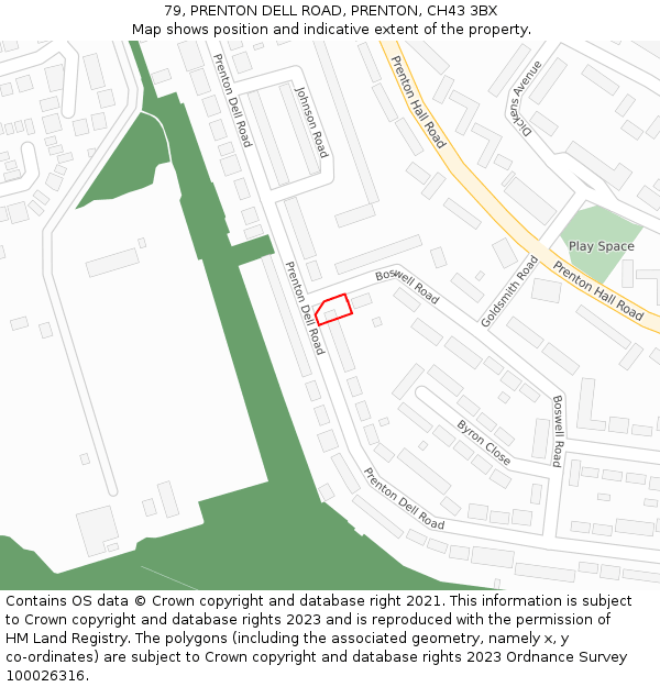 79, PRENTON DELL ROAD, PRENTON, CH43 3BX: Location map and indicative extent of plot