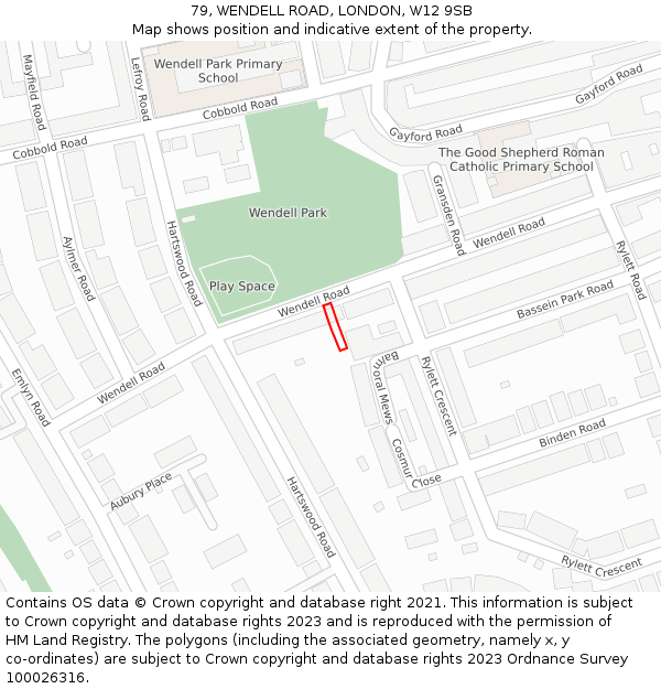 79, WENDELL ROAD, LONDON, W12 9SB: Location map and indicative extent of plot