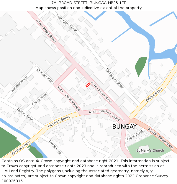 7A, BROAD STREET, BUNGAY, NR35 1EE: Location map and indicative extent of plot