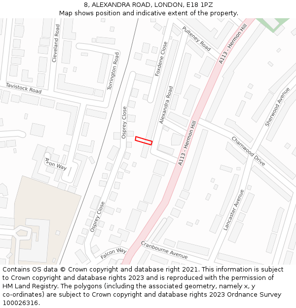 8, ALEXANDRA ROAD, LONDON, E18 1PZ: Location map and indicative extent of plot