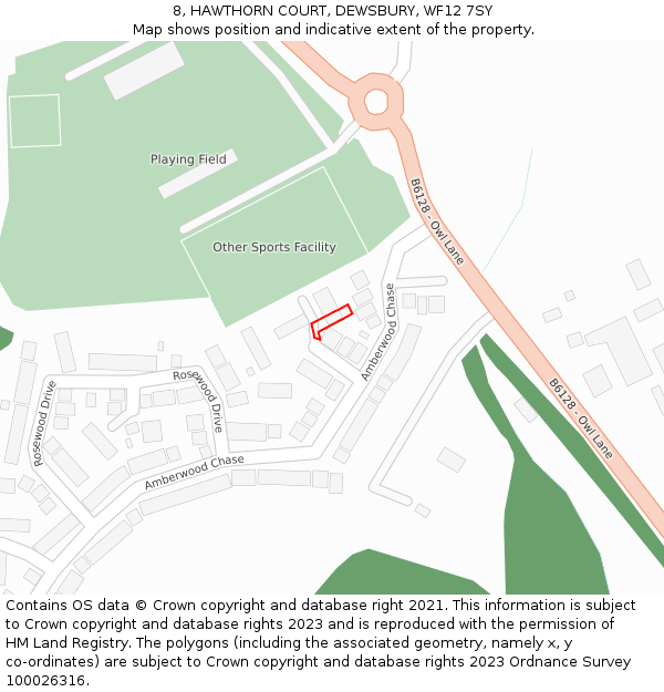 8, HAWTHORN COURT, DEWSBURY, WF12 7SY: Location map and indicative extent of plot