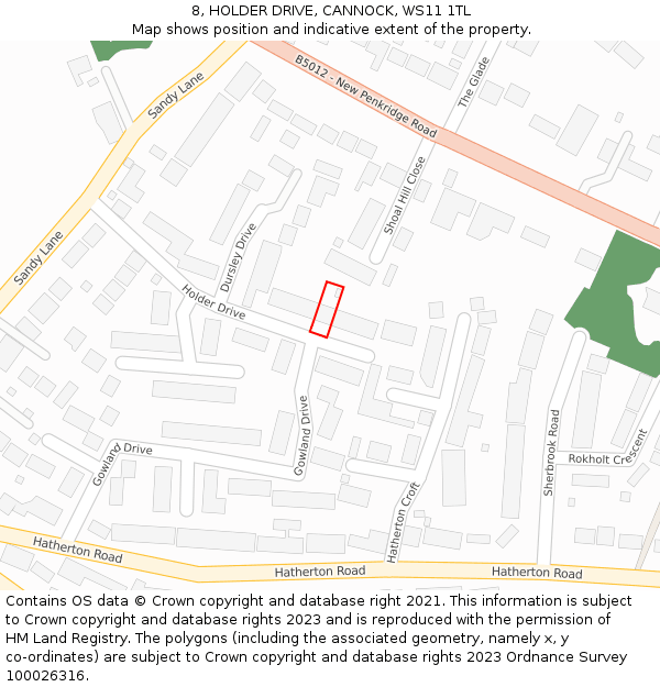8, HOLDER DRIVE, CANNOCK, WS11 1TL: Location map and indicative extent of plot