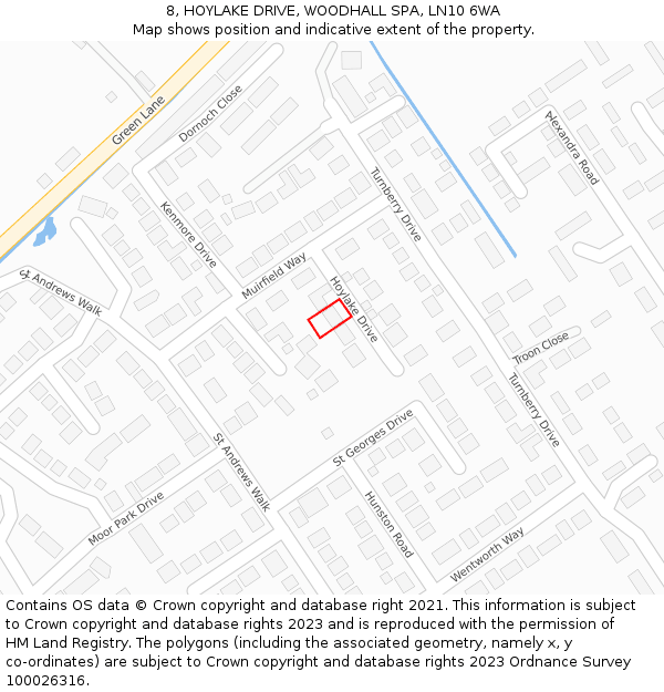8, HOYLAKE DRIVE, WOODHALL SPA, LN10 6WA: Location map and indicative extent of plot
